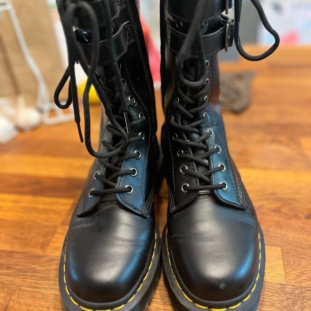 Black Leather Combat Boots